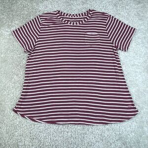 Albion Fit Striped Tee Burgundy White